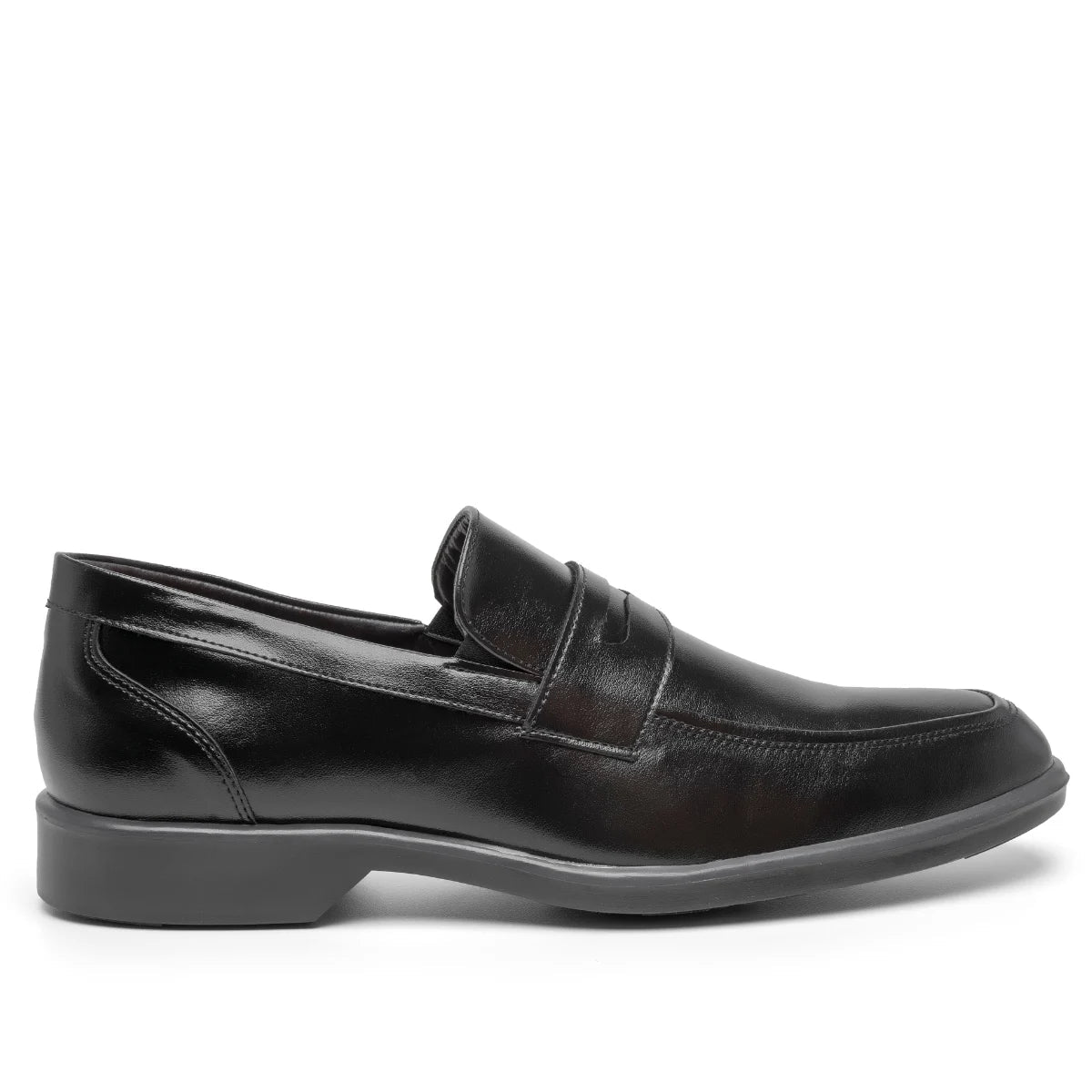 Sapato Casual Masculino de Sintético, cor Preta com Solado Bicolor Preto/Preto