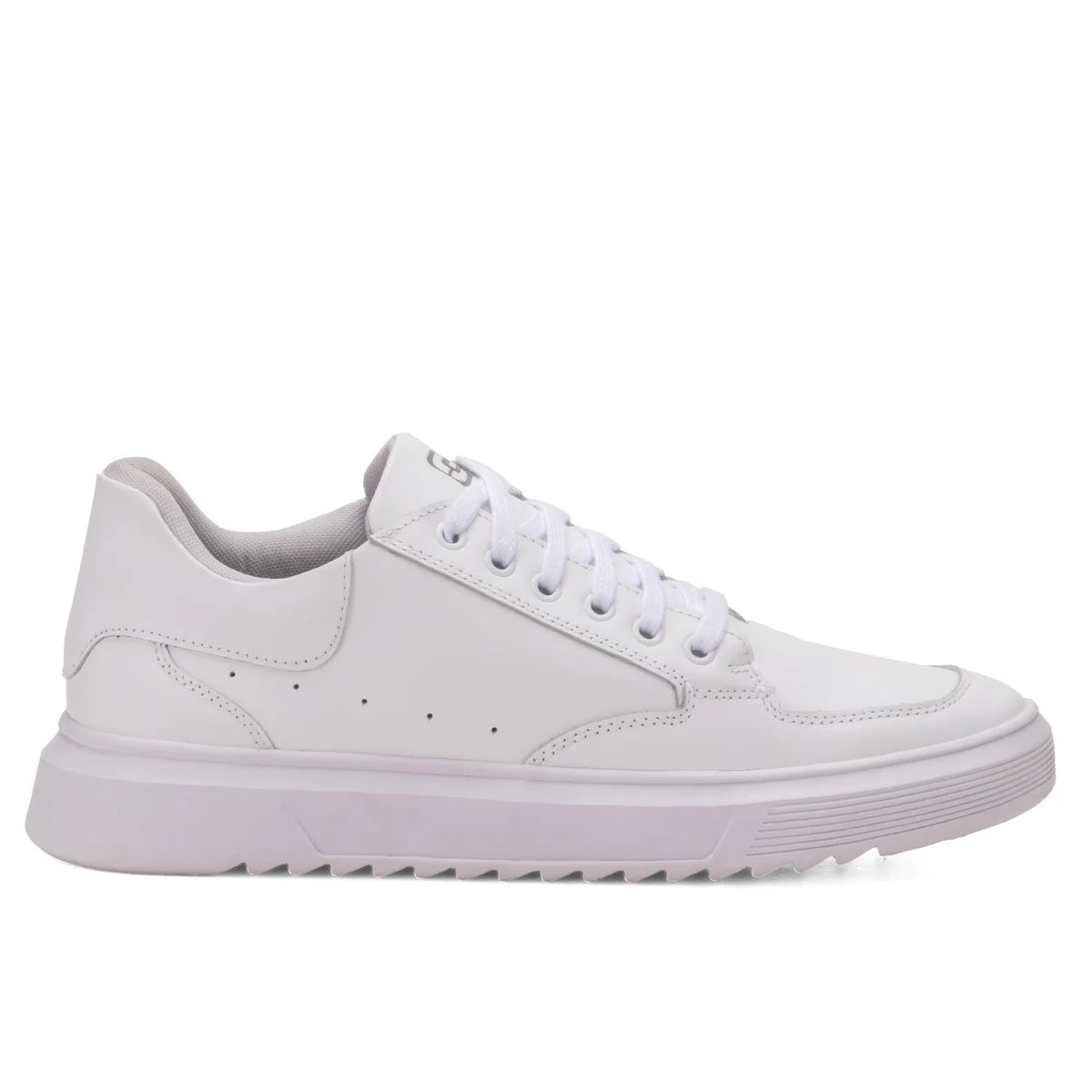 Sapatênis Casual em Couro Sintético, cor branco, solado branco