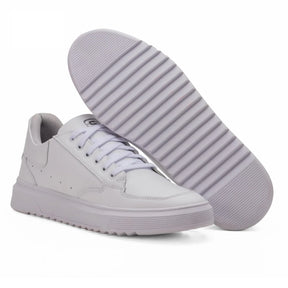 Sapatênis Casual em Couro sintetico, cor branca, com solado amostra