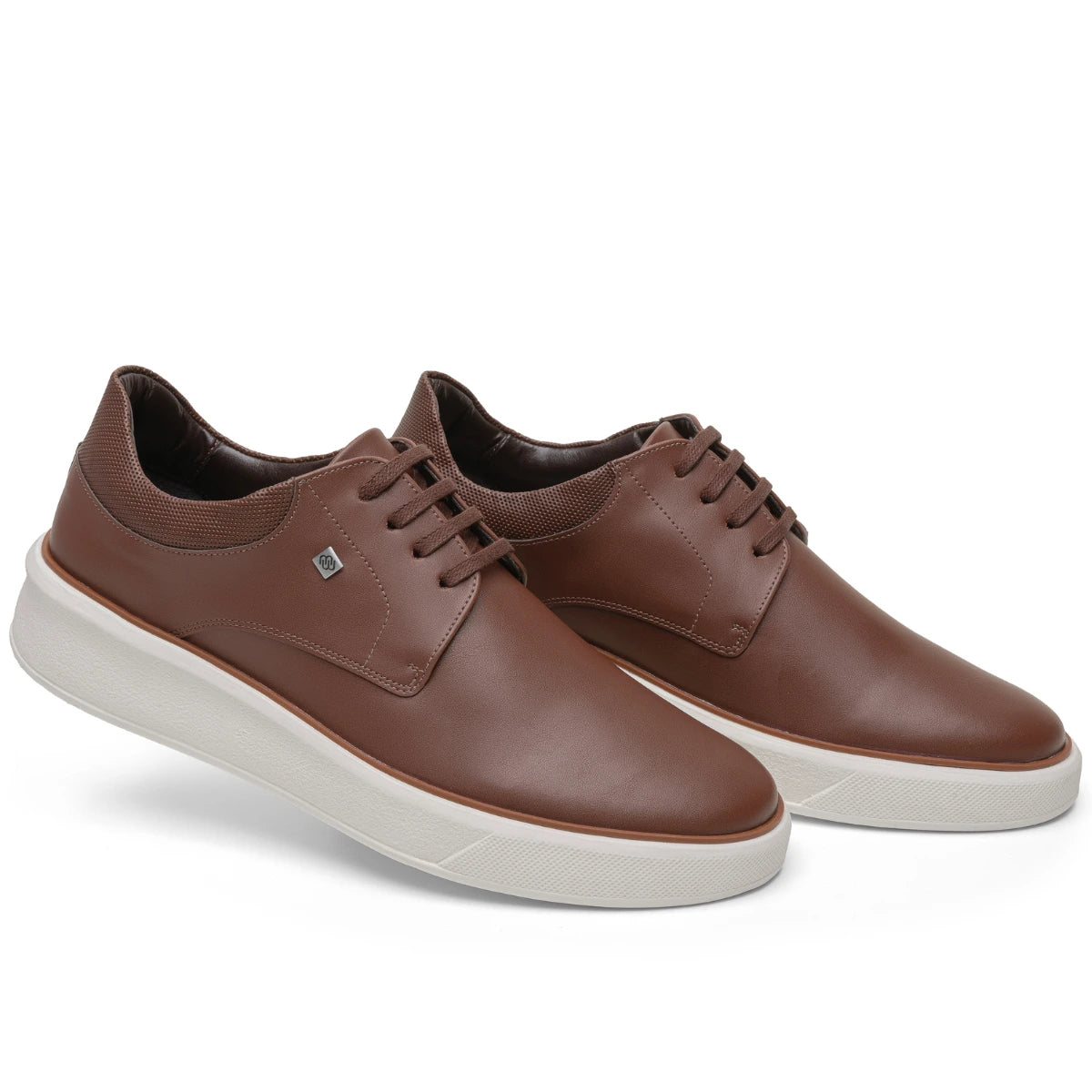 sapatenis masculino de Sintético, cor Marrom com Solado Ambar/Branco