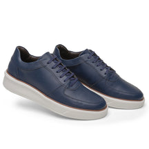 sapatenis maasculino de Sintético, cor azul com Solado Ambar/Branco