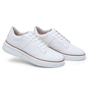 sapatenis masculino de Sintético, cor Branco com Solado Ambar/Branco