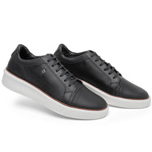 sapatenis masculino de Sintético, cor Preto com Solado Ambar/Branco