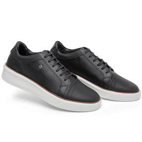 sapatenis masculino de Sintético, cor Preto com Solado Ambar/Branco