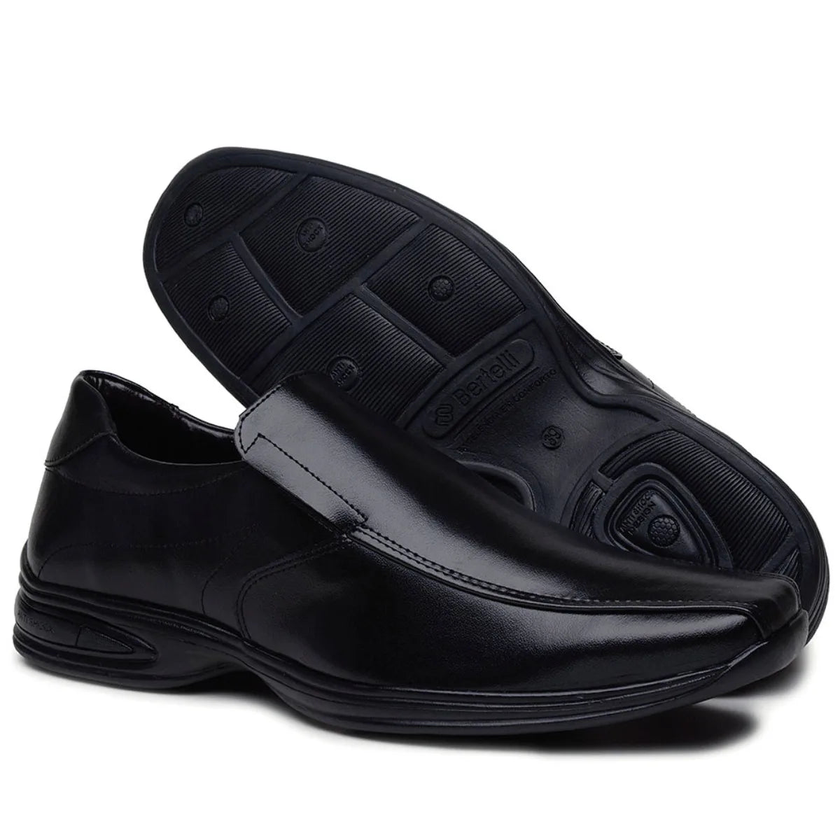 Sapato Conforto Masculino de Sintético, cor Preta