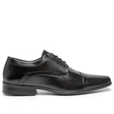 Sapato Social Forma Alongada de Amarrar Masculino de Sintético, cor Preto com Solado Preto