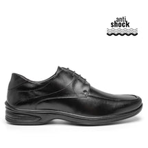 Sapato Conforto de Amarrar Masculino de Sintético, cor Preta com Solado Preto